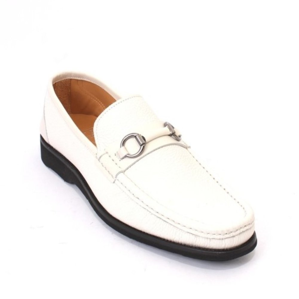 ROBERTO SERPENTINI 48510 White Leather Moccasins Loafers